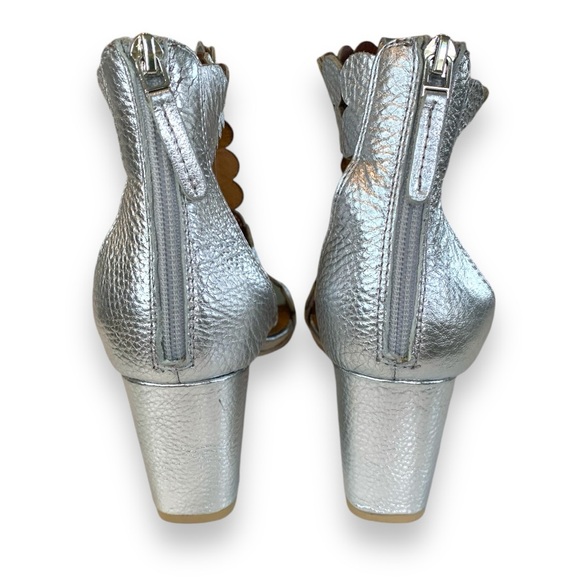 SUDINI NOVARA SILVER OPEN TOE LEATHER HEELS SANDALS BLOCK HEEL WOMEN’S SIZE 8.5 - Picture 5 of 6